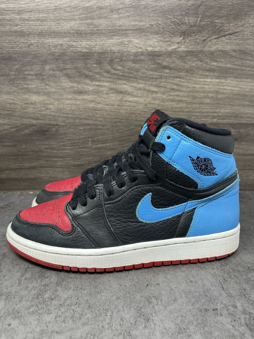 Air Jordan 1 High OG UNC To Chicago Sneakers Womens Size 7.5 Blue Black Red